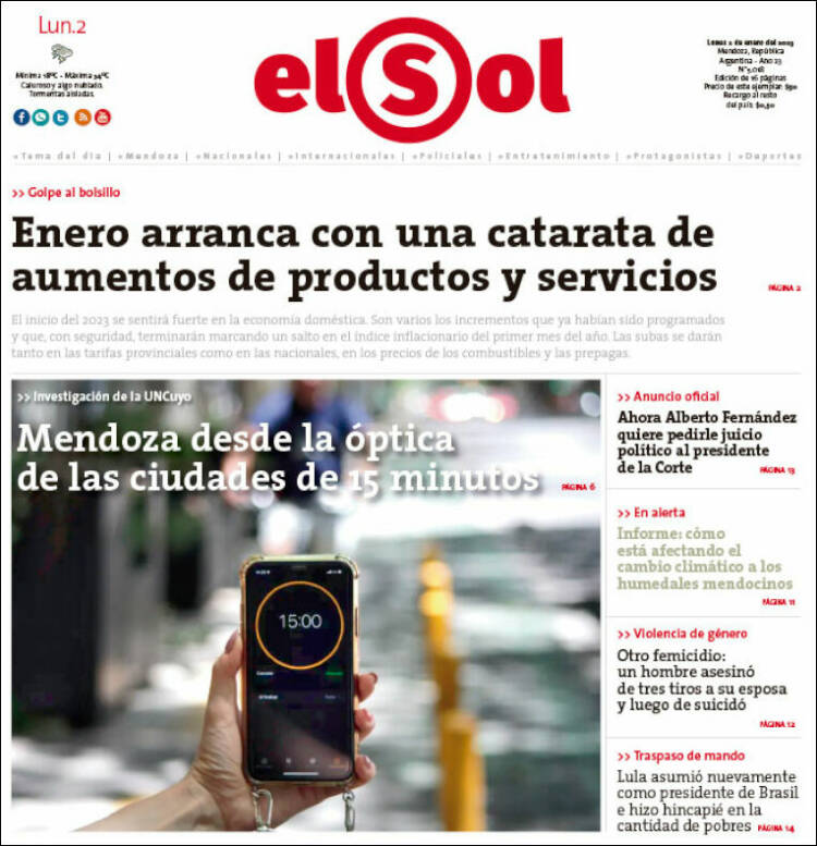 Portada de El Sol (Argentina)