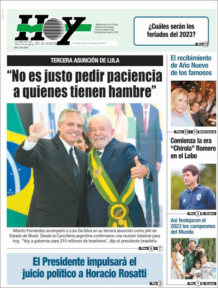 Portada de Diario Hoy (Argentina)