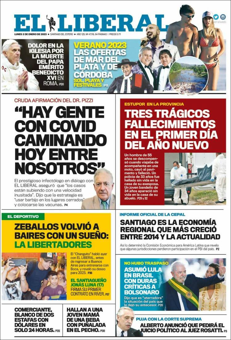 Portada de Diario El Liberal (Argentina)