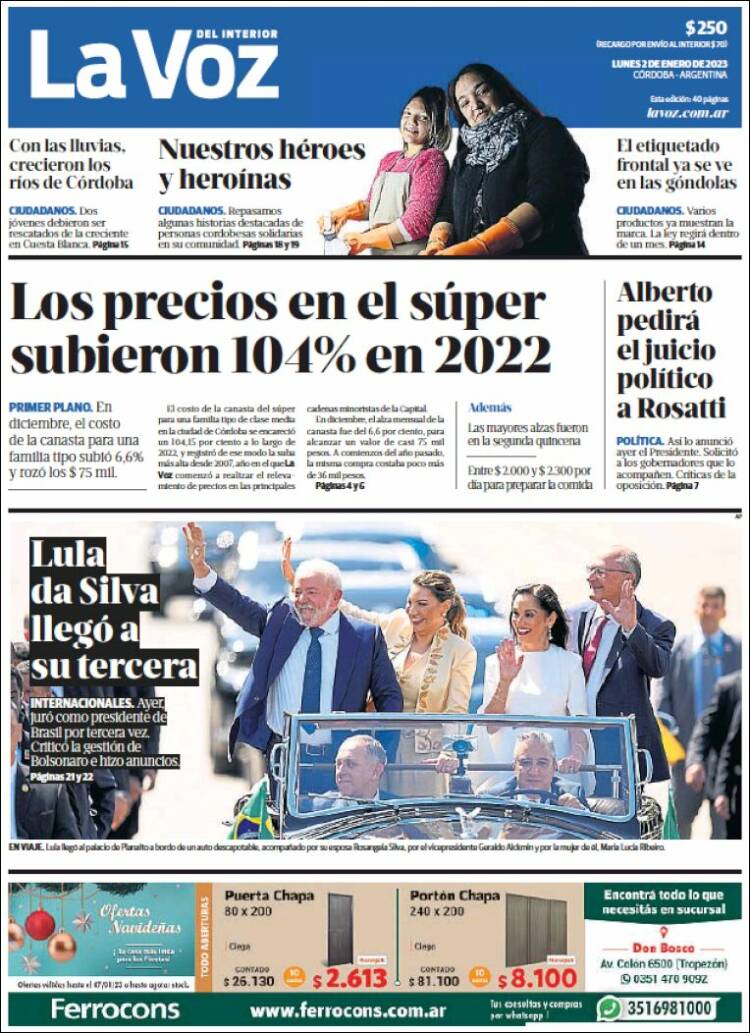 Portada de La Voz del Interior (Argentina)