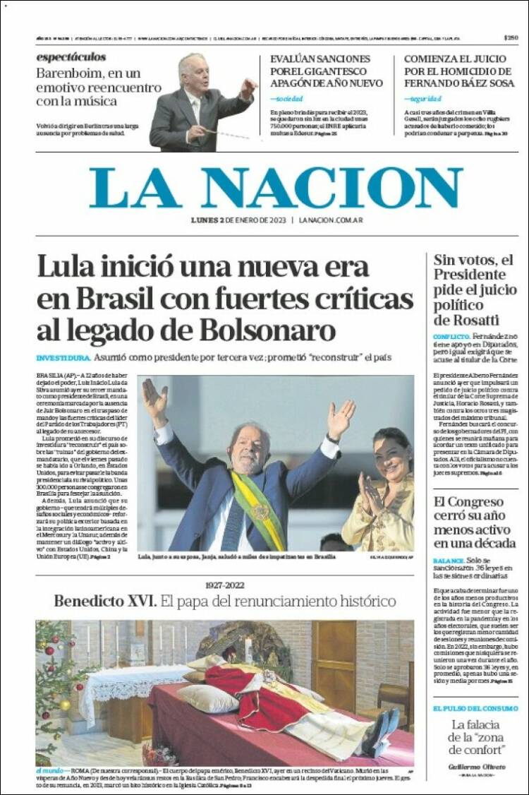 Portada de La Nación (Argentina)