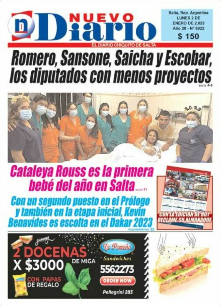 Portada de Nuevo Diario de Salta (Argentina)