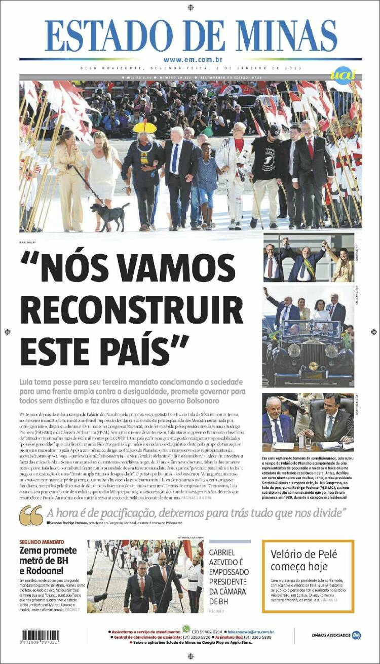 Portada de Jornal Estado de Minas (Brasil)