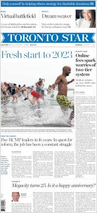 Portada de The Toronto Star (Canada)