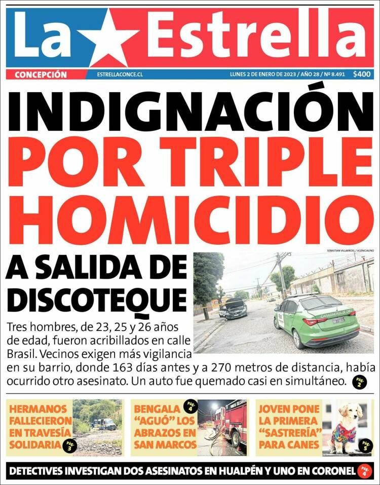 Portada de La Estrella de Concepción (Chile)