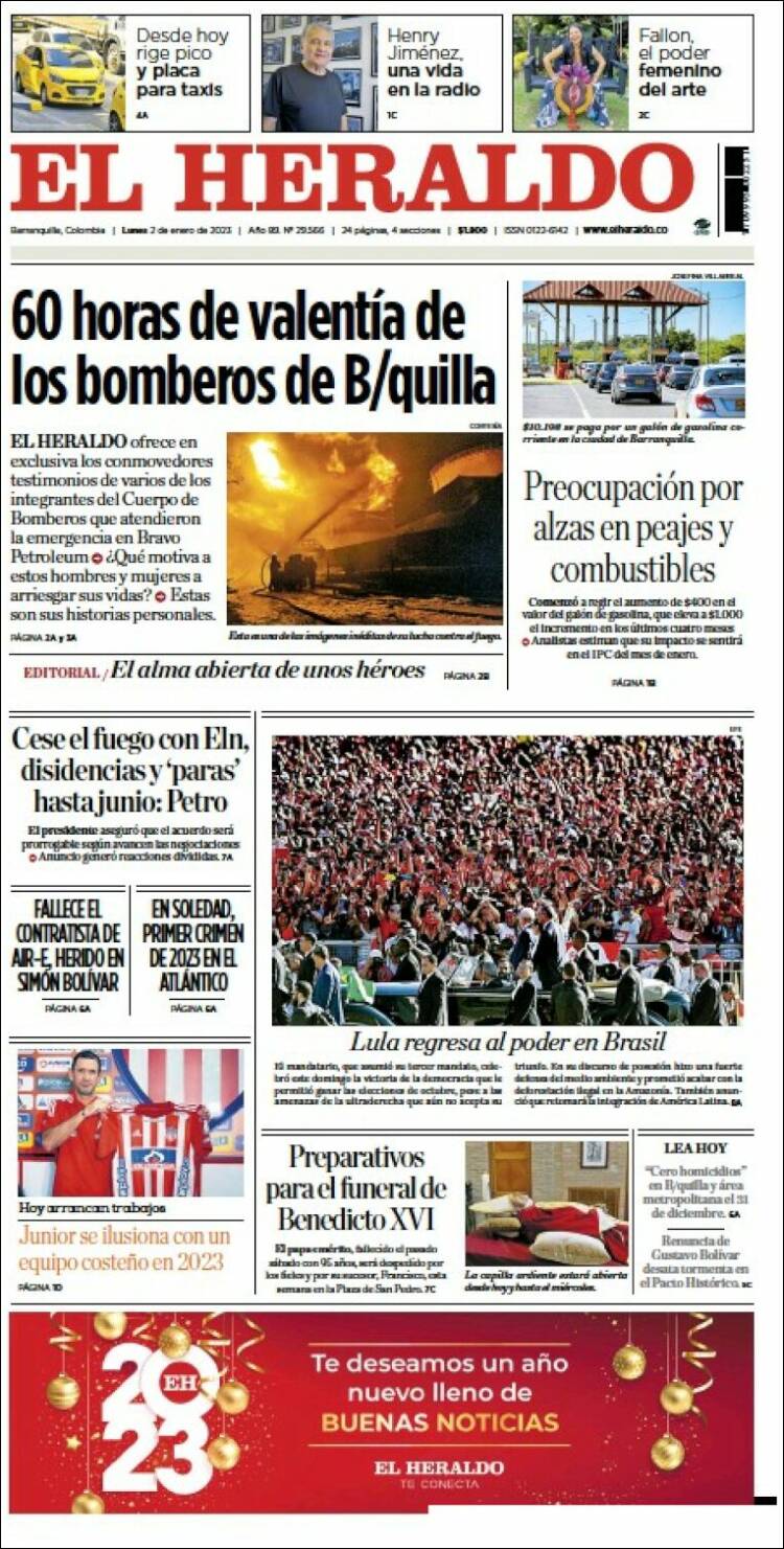 Portada de El Heraldo (Colombia)