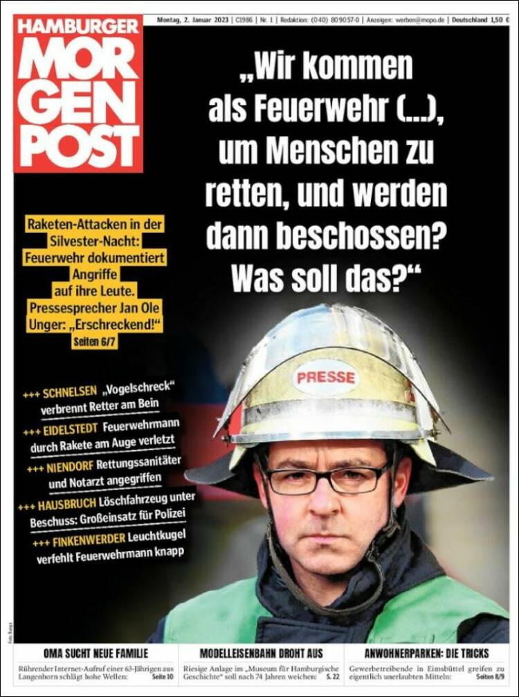 Portada de Hamburger Morgenpost  (Alemania)