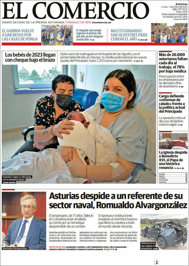 Portada de El Comercio (Espa&ntilde;a)