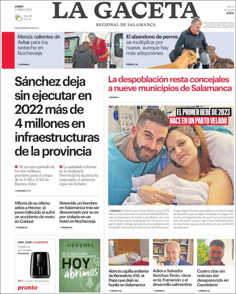 Portada de La Gaceta de Salamanca (Espa&ntilde;a)