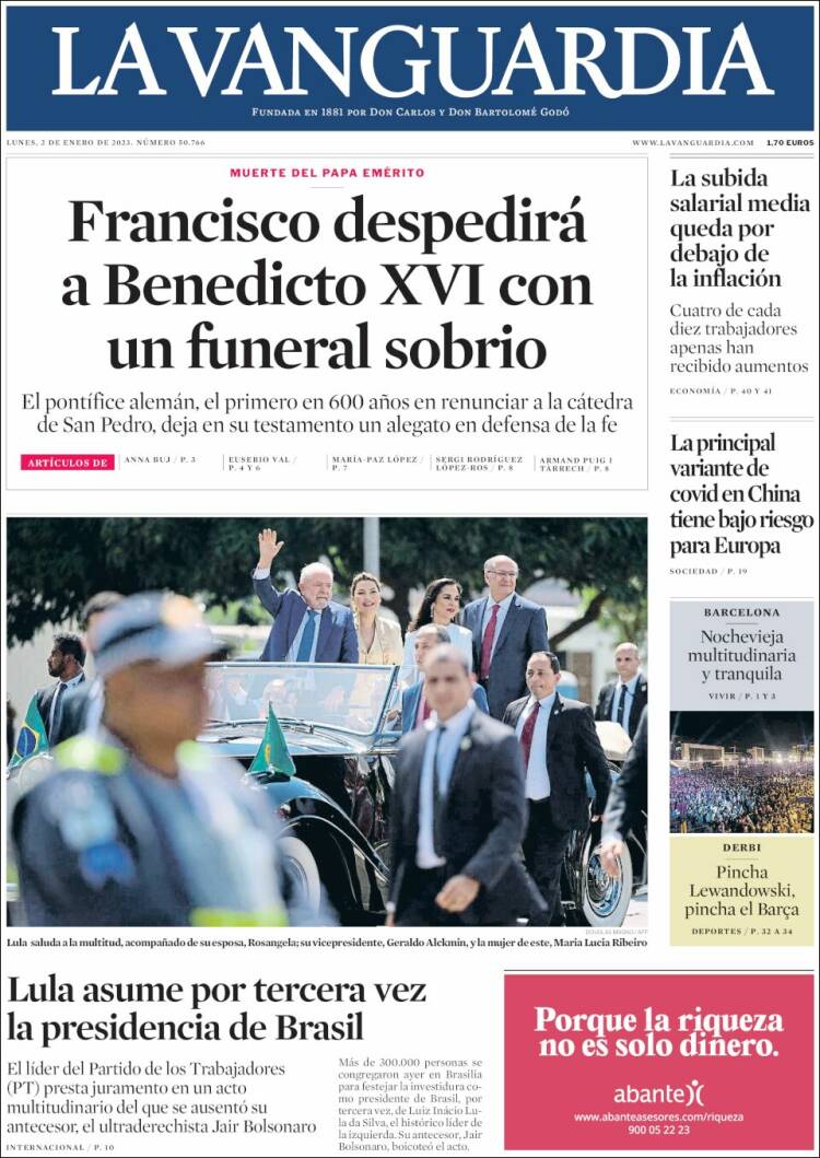 Portada de La Vanguardia (Espa&ntilde;a)