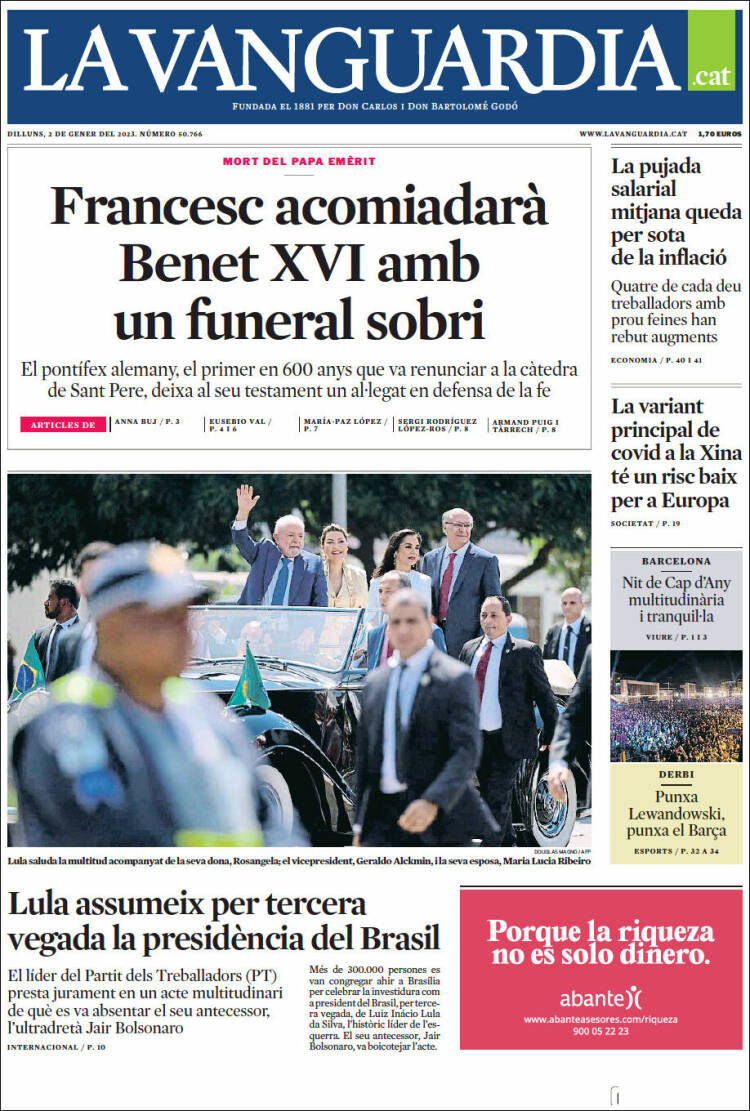 Portada de La Vanguardia (Espa&ntilde;a)