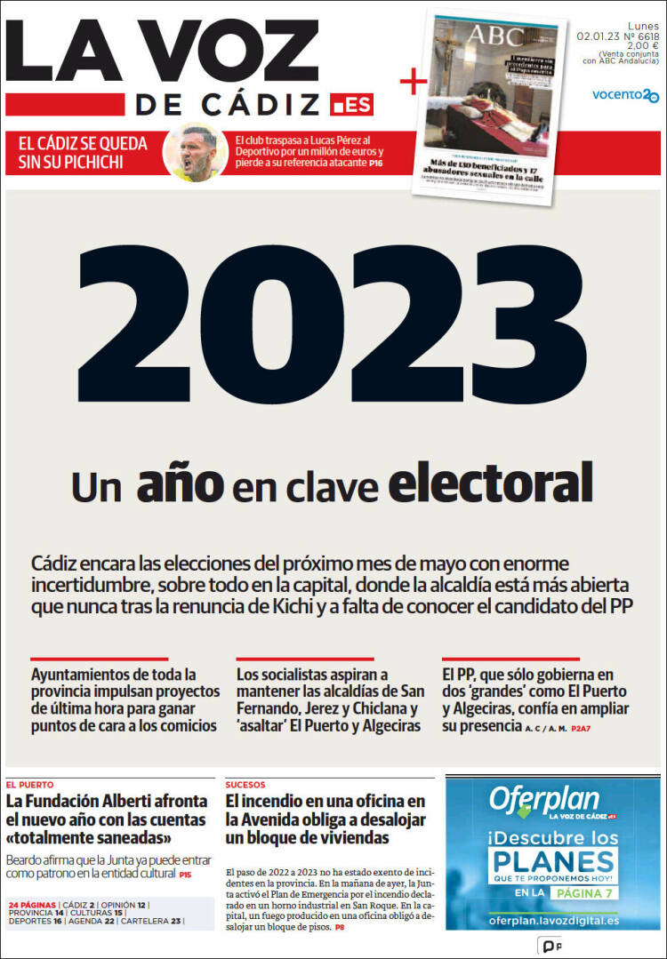Portada de La Voz de Cádiz (Espa&ntilde;a)