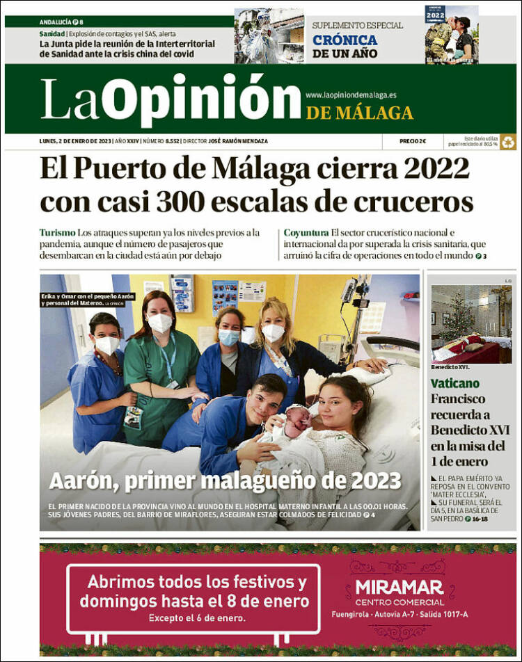 Portada de La Opinión de Málaga (Espa&ntilde;a)