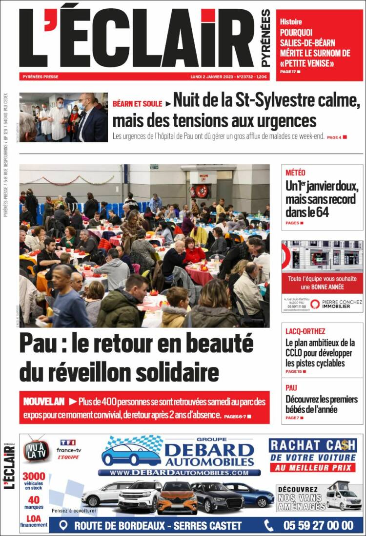 Portada de L'Eclair des Pyrénées (Francia)
