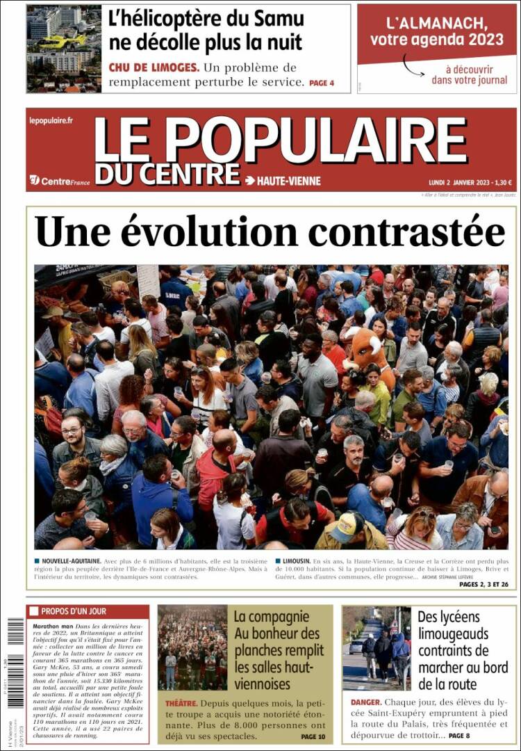 Portada de Le Populaire du Centre (Francia)