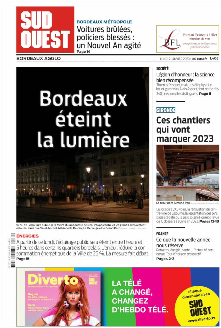 Portada de Sud Ouest (Francia)