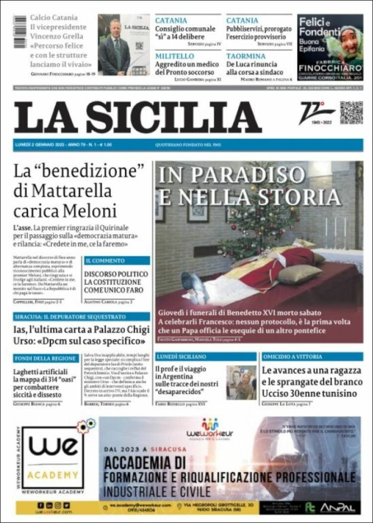 Portada de La Sicilia (Italia)