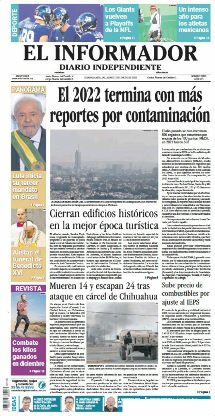 Portada de El Informador (México)