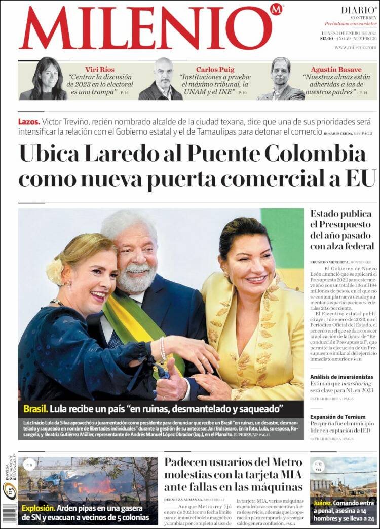 Portada de Milenio de Monterrey (México)
