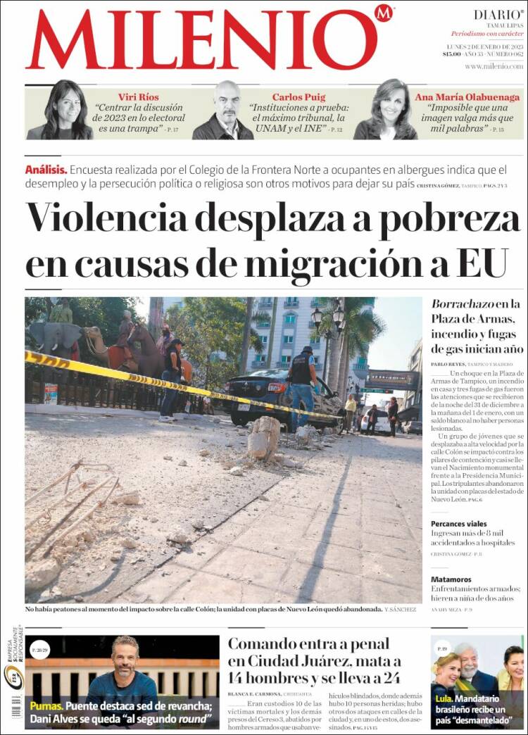 Portada de Milenio - Tamaulipas (México)