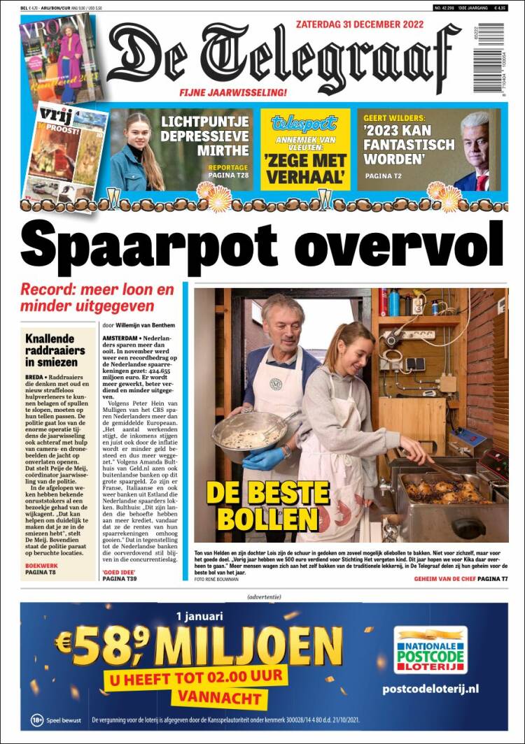 Portada de De Telegraaf (Pays-Bas)