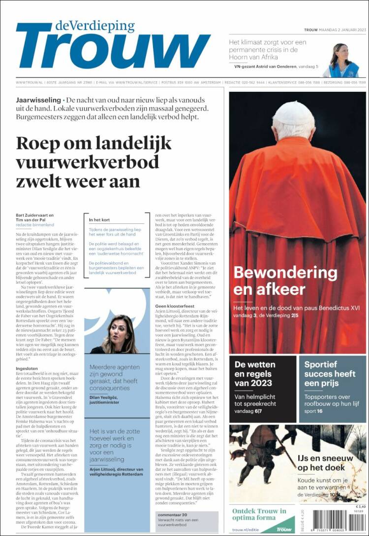 Portada de Trouw (Pays-Bas)