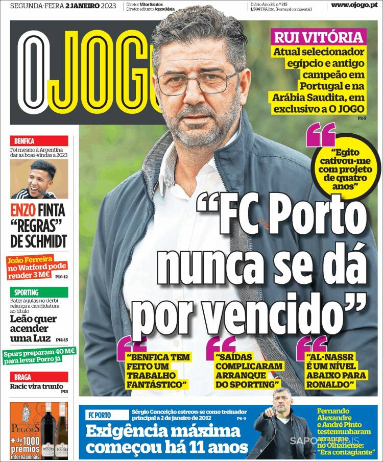 Portada de O Jogo (Portugal)
