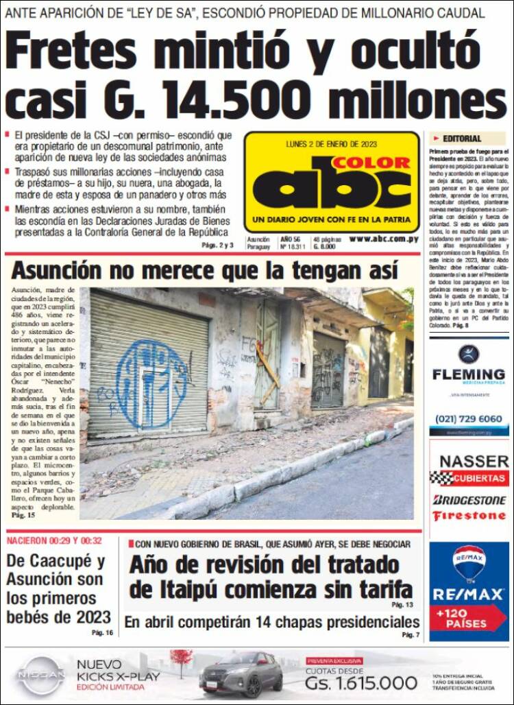 Portada de ABC Color (Paraguay)