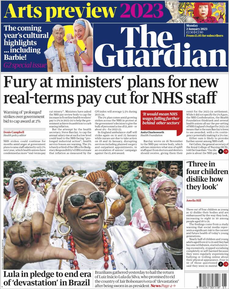 Portada de The Guardian (Reino Unido)