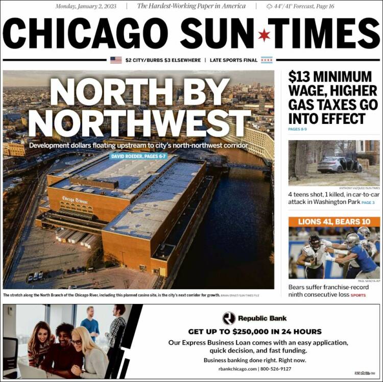 Portada de Chicago Sun-Times (États-Unis)