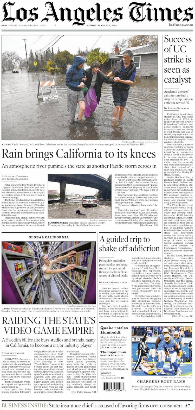 Portada de Los Angeles Times (États-Unis)