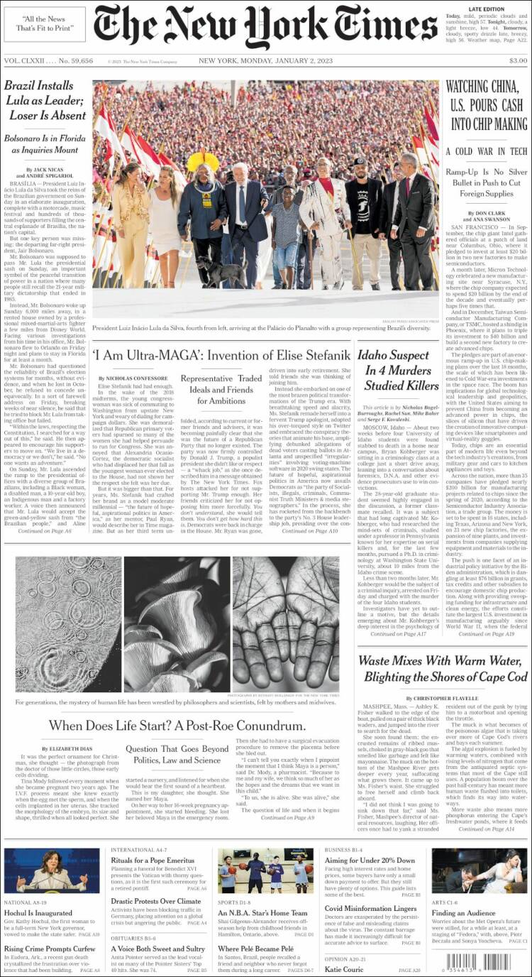 Portada de New York Times (États-Unis)