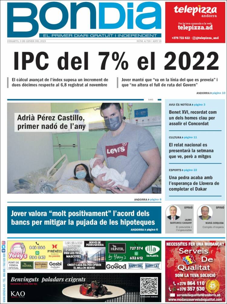 Portada de Diari Bondia (Andorra)