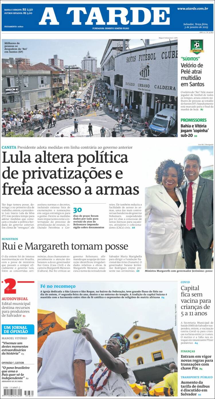 Portada de Diário A Tarde (Brasil)