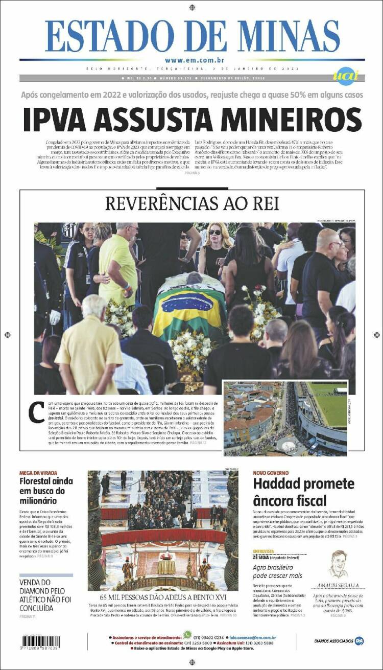 Portada de Jornal Estado de Minas (Brasil)