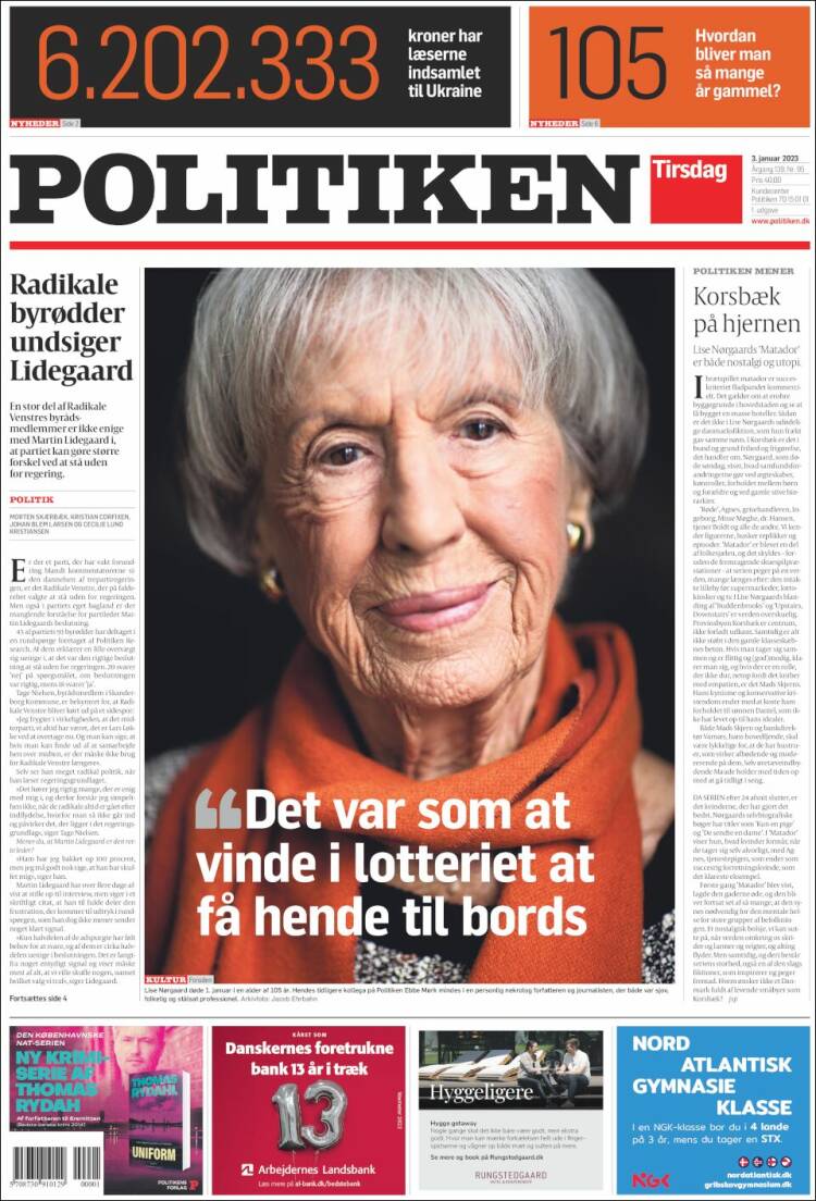 Portada de Politiken (Dinamarca)