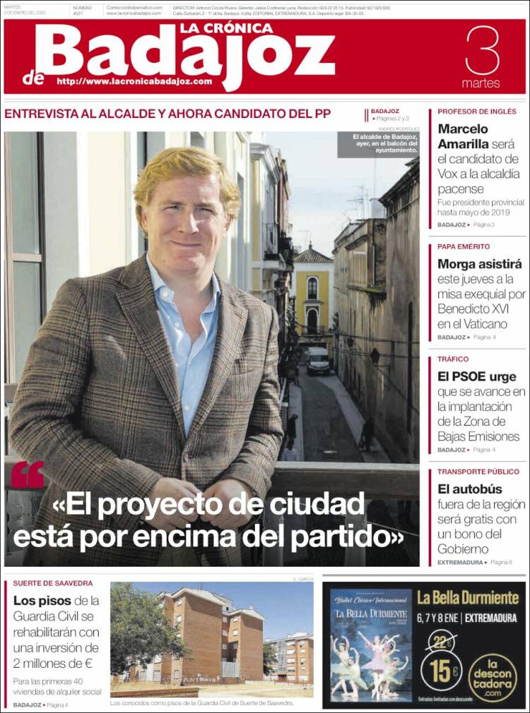 Portada de La Crónica de Badajoz (Spain)