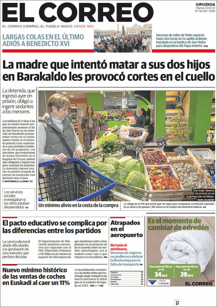 Portada de El Correo - Guipuzcoa (Spain)