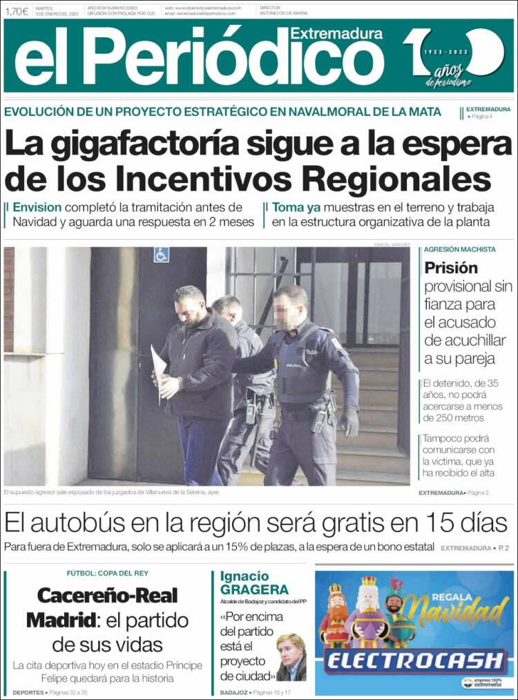 Portada de El Periódico de Extremadura (Spain)