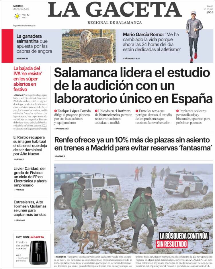 Portada de La Gaceta de Salamanca (Spain)