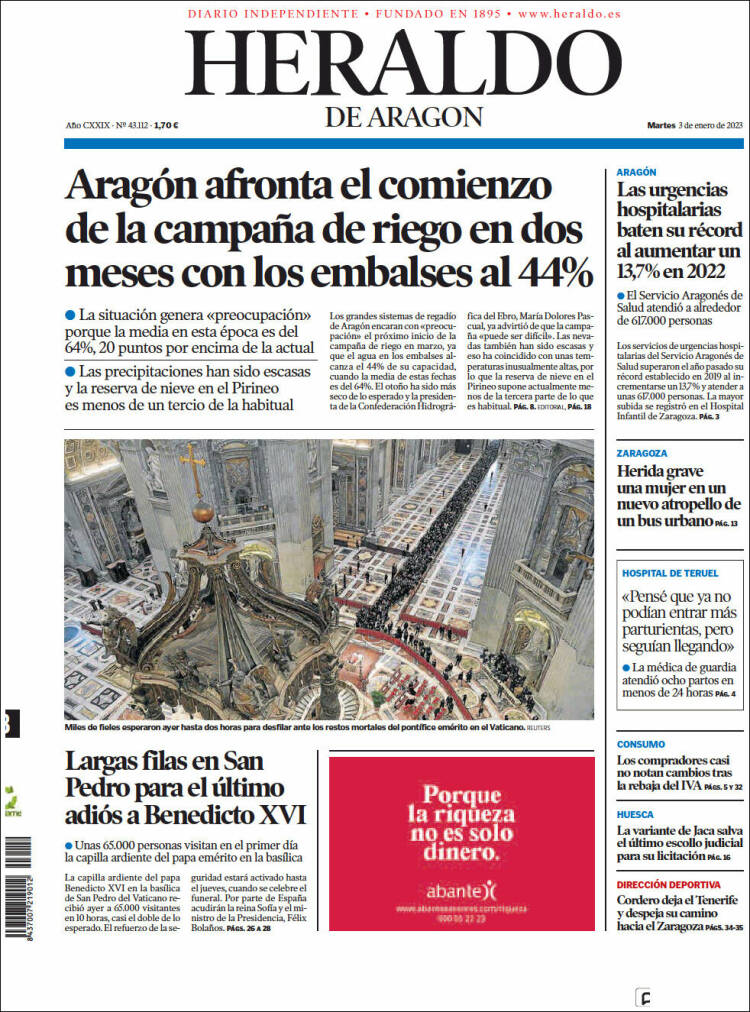 Portada de Heraldo de Aragón (Spain)