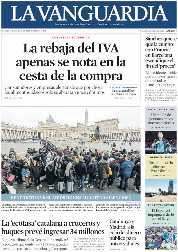 Portada de La Vanguardia (Spain)