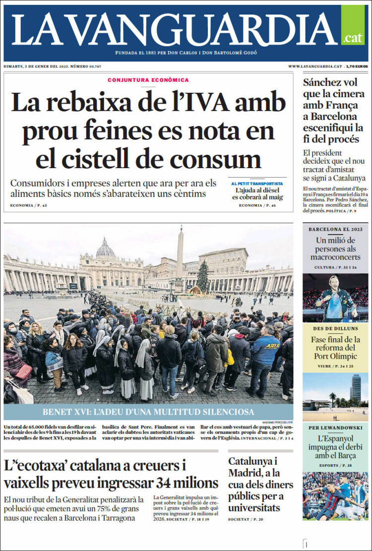 Portada de La Vanguardia (Spain)