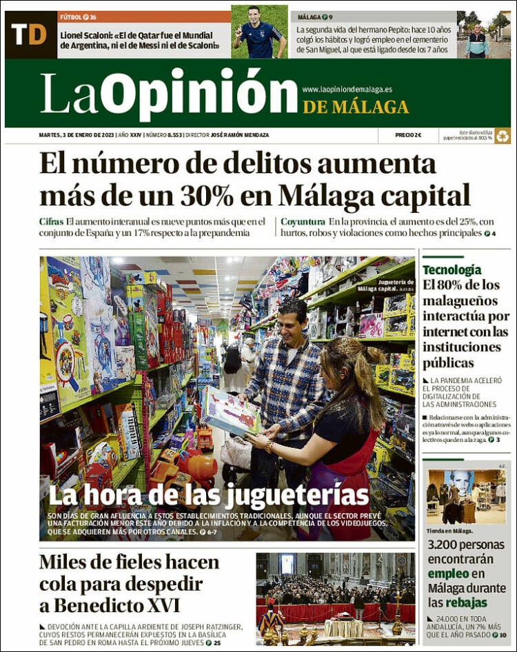 Portada de La Opinión de Málaga (Spain)