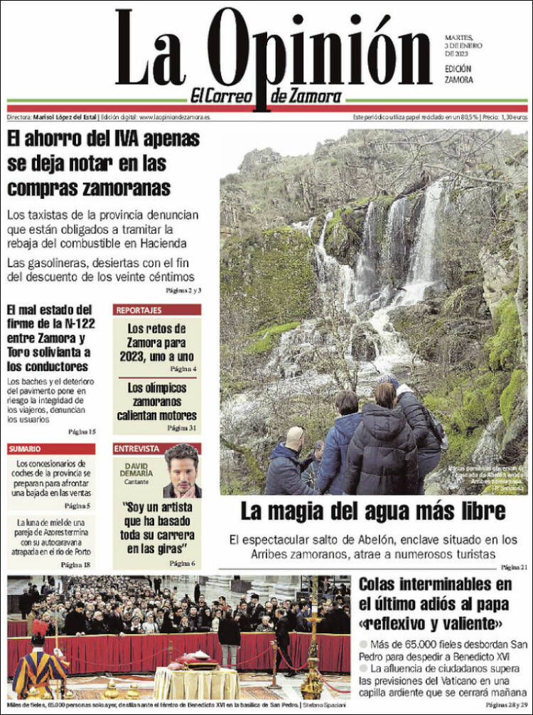 Portada de La Opinión - El Correo de Zamora (Spain)