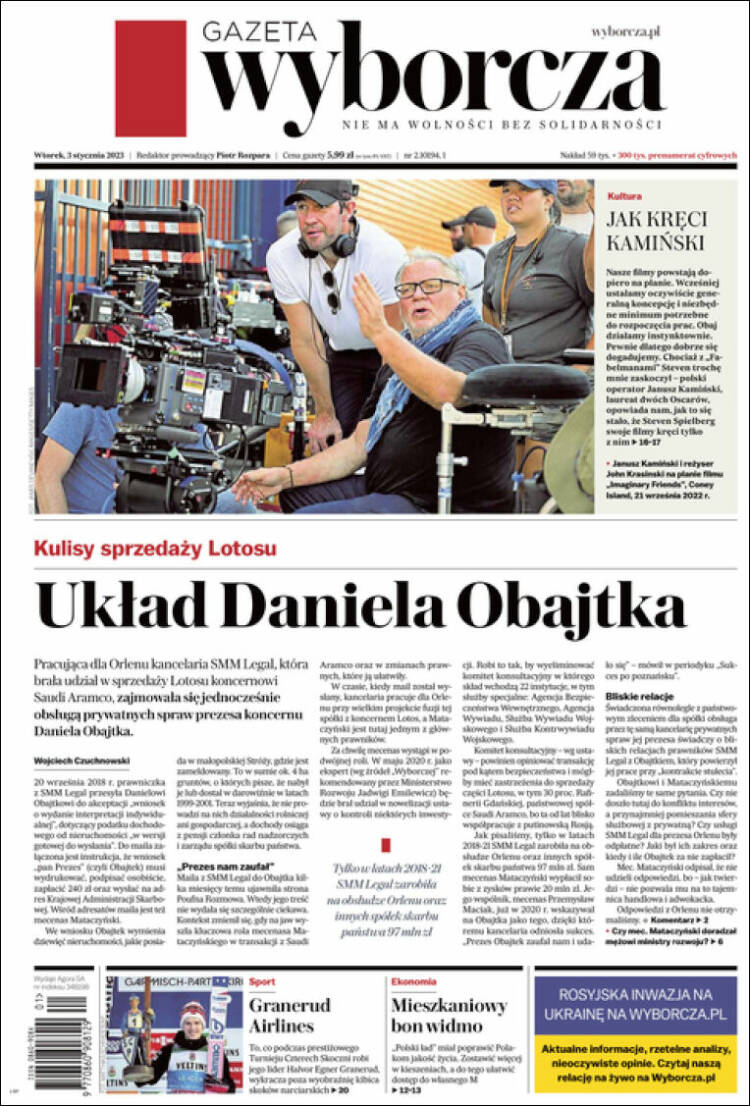 Portada de Gazeta Wyborcza (Polonia)
