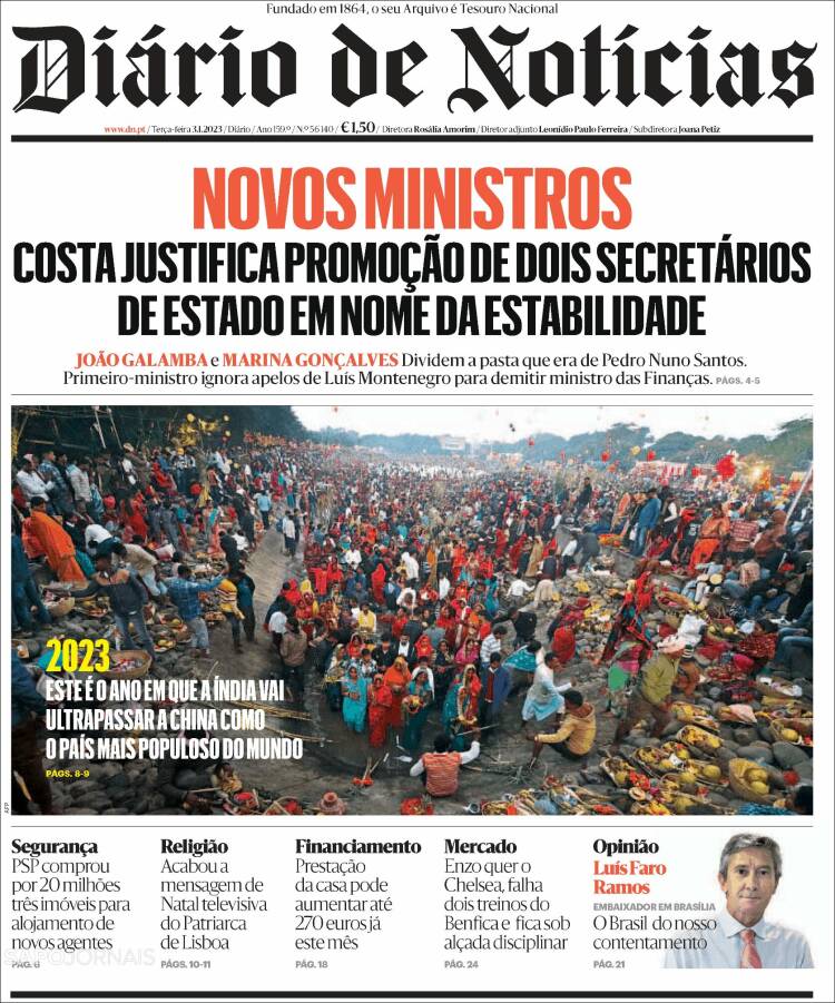 Portada de Diário de Noticias (Portugal)