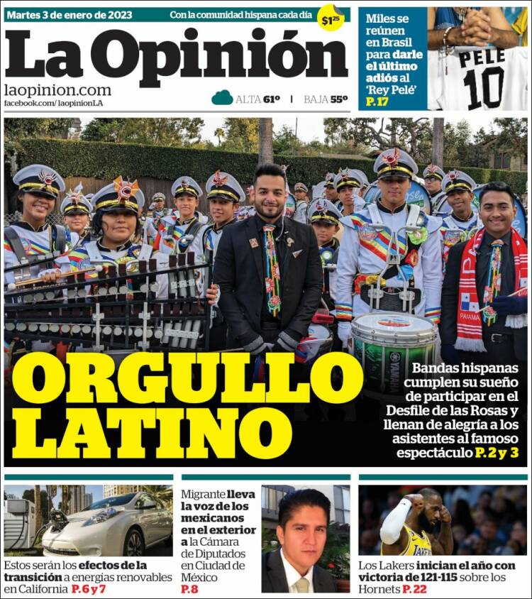 Portada de La Opinión (États-Unis)