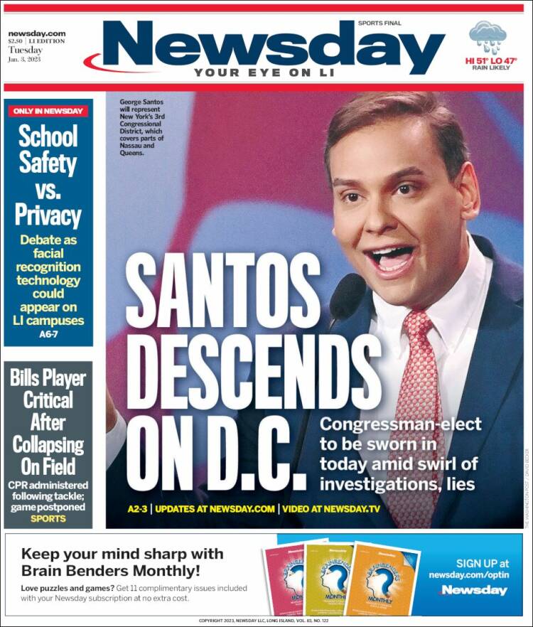 Portada de Newsday (USA)