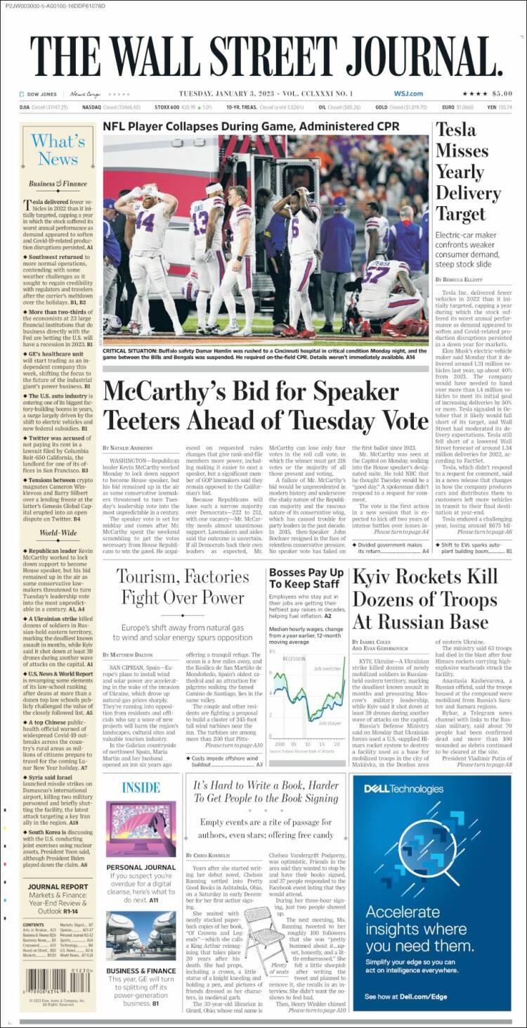 Portada de Wall Street Journal (USA)